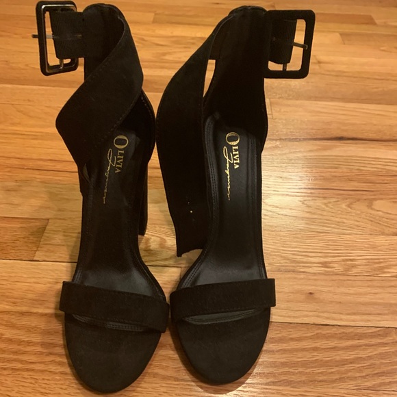 Suede Buckle Block Heels - Picture 2 of 5